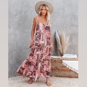 Vici Cabello Patchwork Tiered Maxi Dress